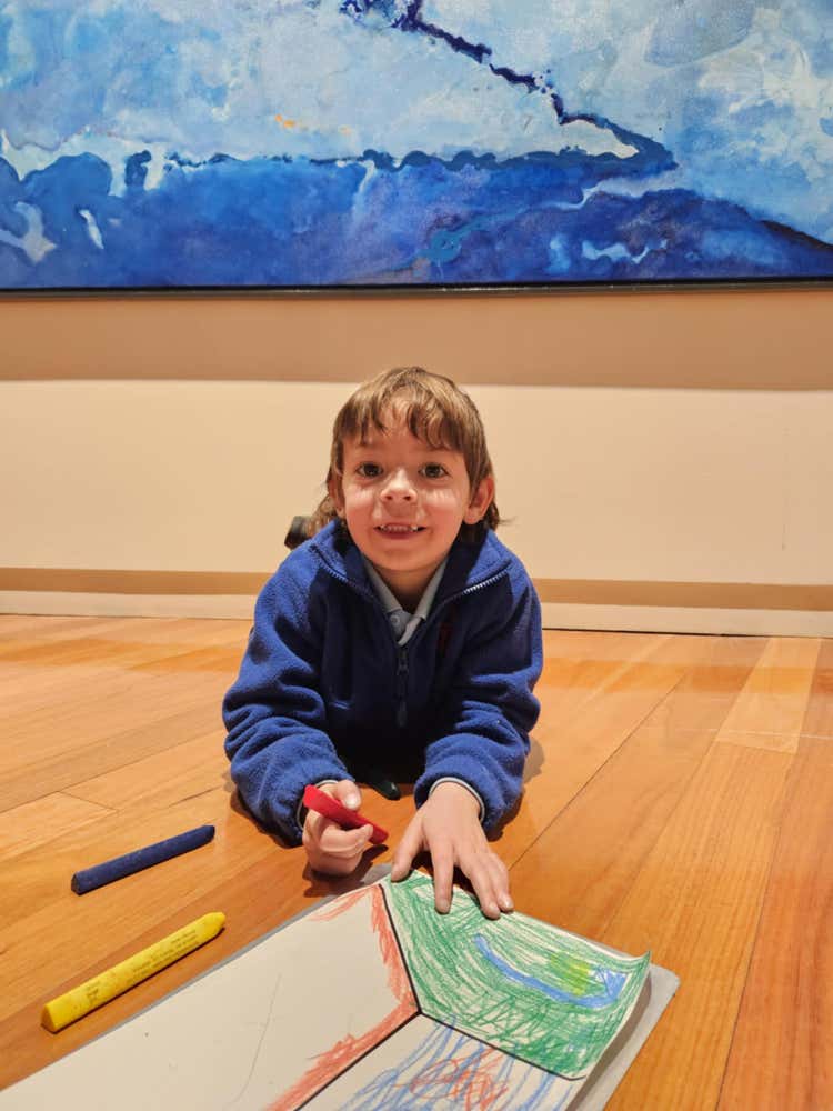 Student colouring in.