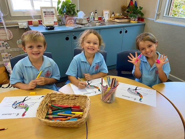 Students having fun with art.