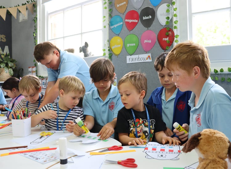 Students helping our transition students at Kindergarten Orientation.